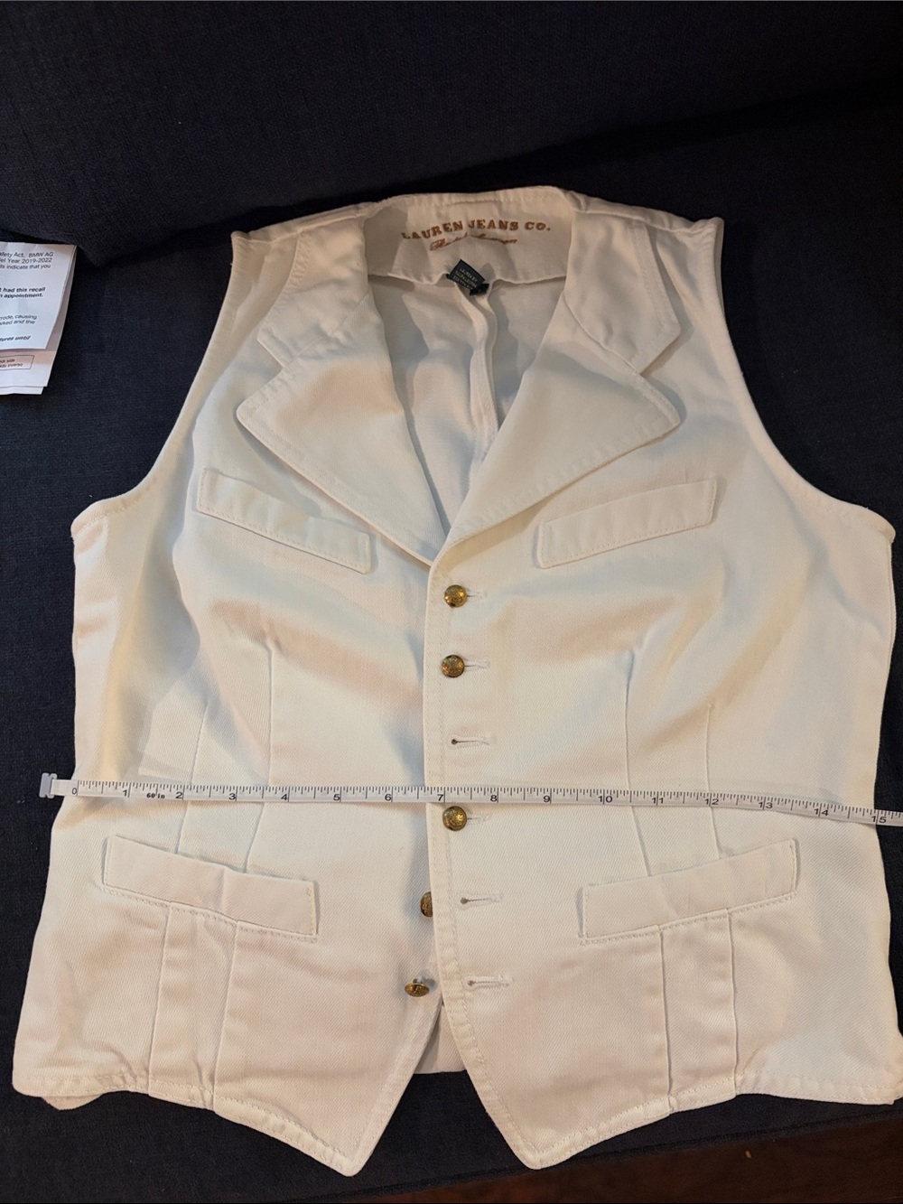 Ralph Lauren Denim Button-Front Tailored Vest - Picture 7 of 7